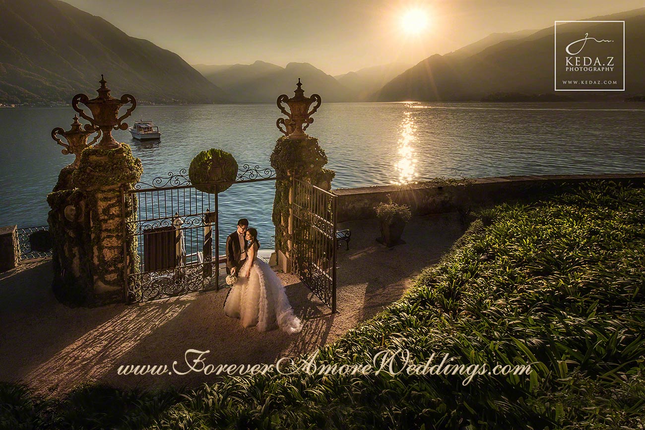 wedding couple in villa balbianello lake como